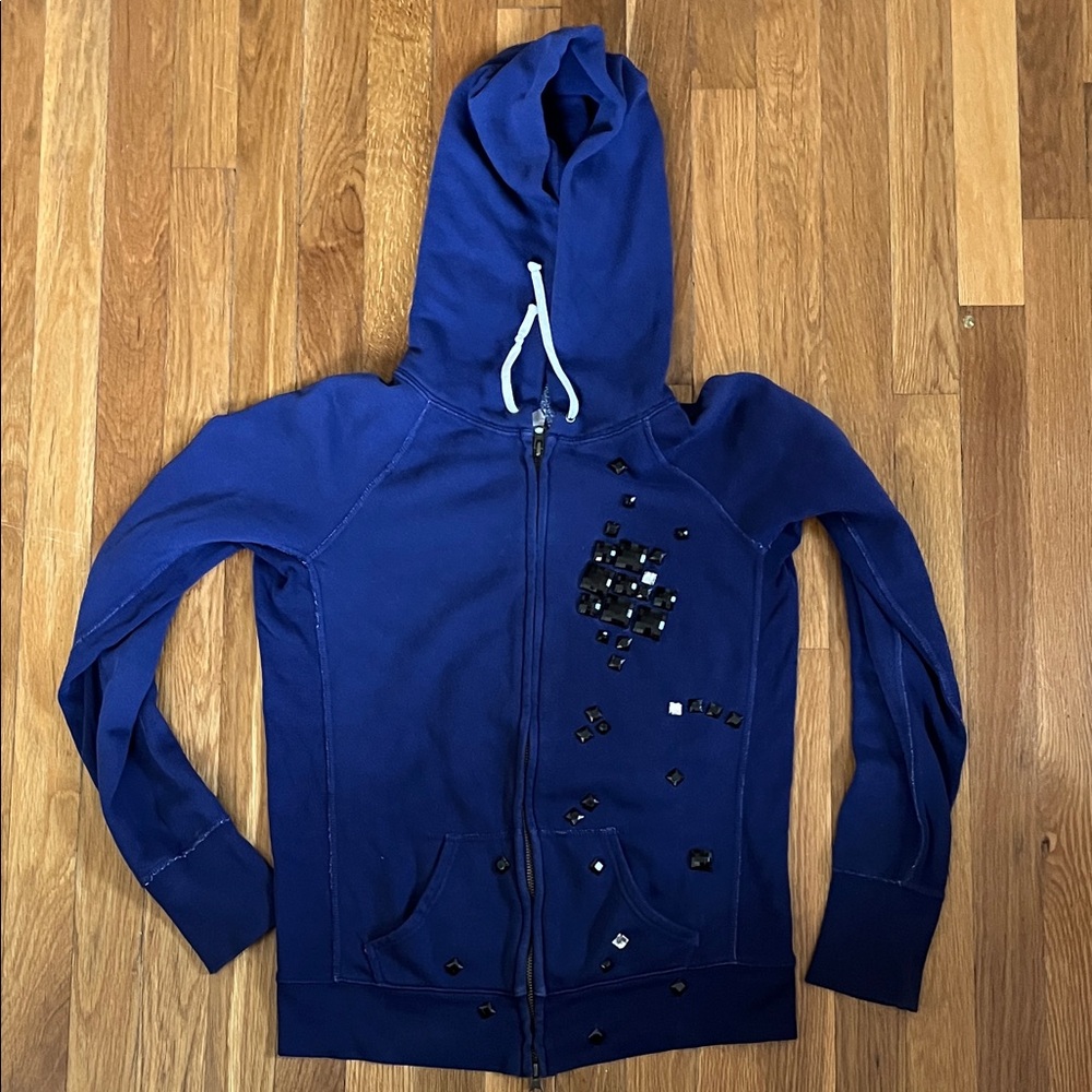 Madewell original year jeweled embellished zip hoodie M